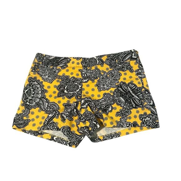 Express Yellow Paisley Floral Print Side Zip Shorts - Size 8 - Picture 2 of 11